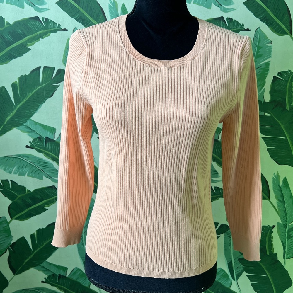 J Crew Supersculpt Ribbed Sweater Peach Orange Womens Medium - Picture 3 of 8